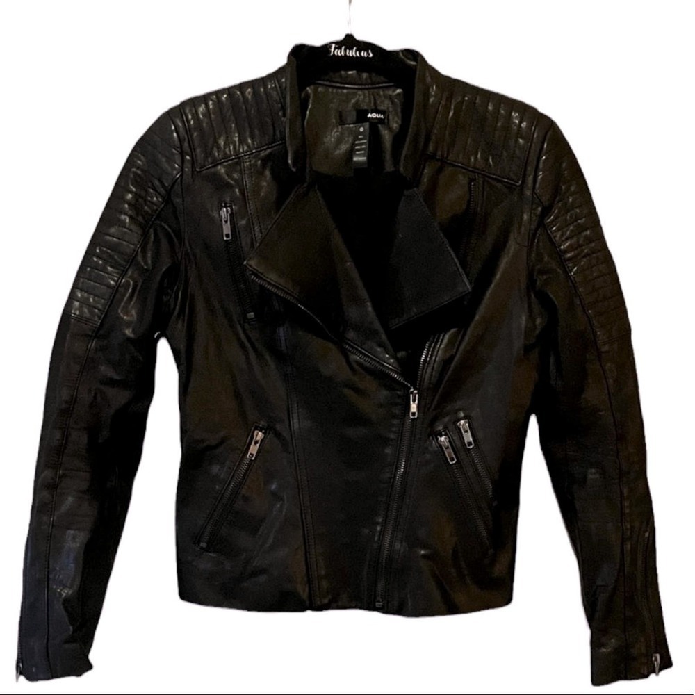Aqua Leather‎ Moto Jacket